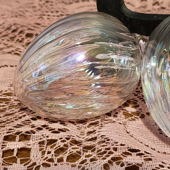 Vintage Blown Glass Ornaments Iridescent Pastel Hanging Decorations Set of 4 - Picture 7 of 8